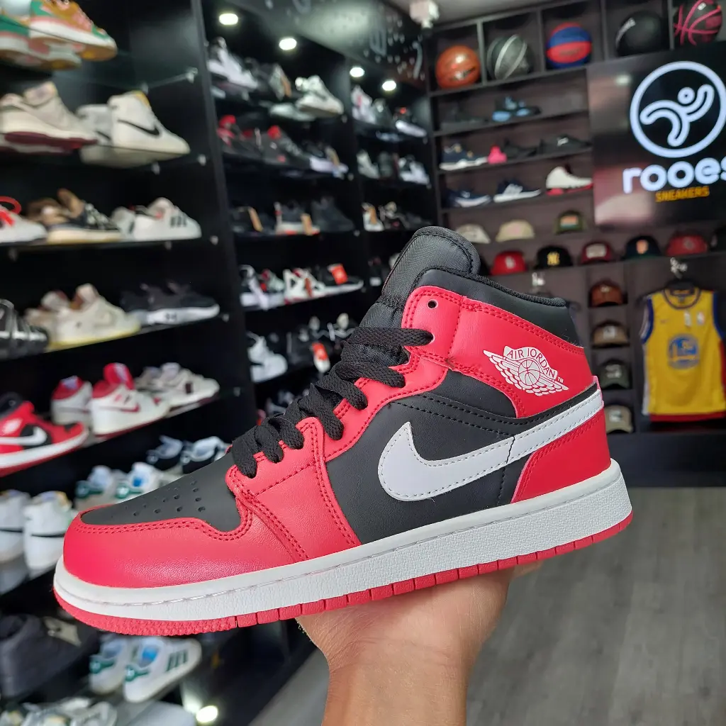 Jordan 1 Mid Red Black 