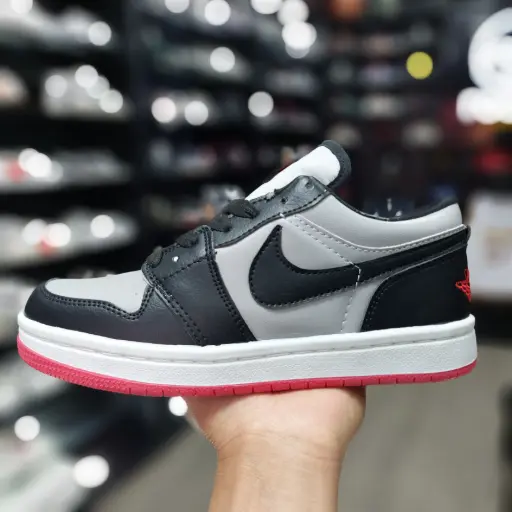 Jordan 1 Low  Gris/negro/rojo